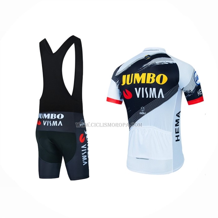 2022 Ropa Ciclismo Jumbo Visma Blanco Negro Mangas Cortas y Culotte Corto